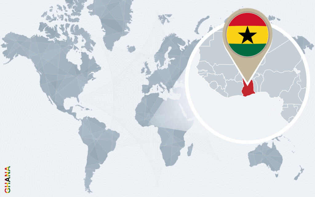 A map showing Ghana, Africa